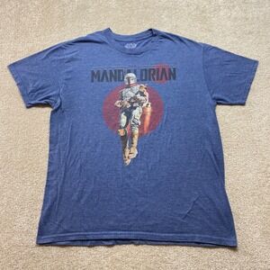 Star‎ Wars The Mandalorian Shirt Mens Large Blue Short Sleeve Graphic Tee